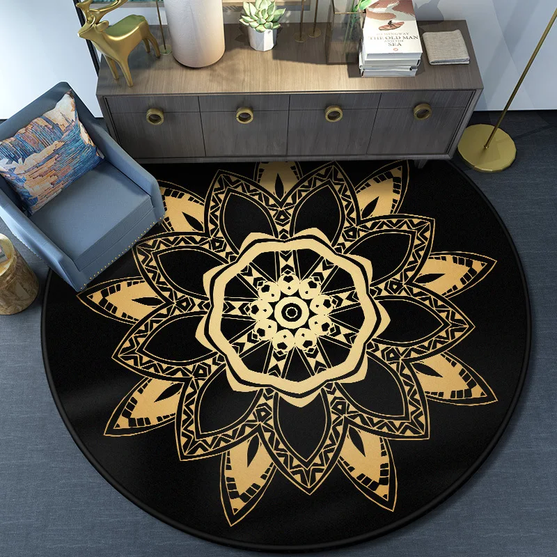 

National Style Round Bedroom Mat Home Decoration Parlor Area Rug Prayer mats Sofa Chair Mat Floor Rug Mandala Living Room Carpet