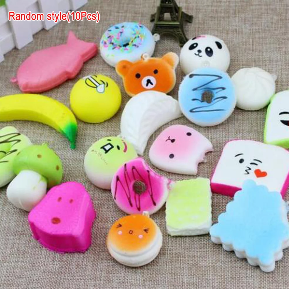 

10Pcs Simulation Soft Panda/Bread/Cake/Buns Slow Rebound Rising Stress Reliever Decompression Toy Adult Kids Gift