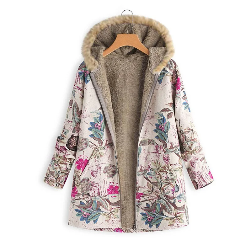 Winter Women’s Coats Fur Collar Vintage Flower Printed Long Sleeve Warm Thick Outwear Pockets Hooded Plus Size Tops 5XL Hooded
Winter Women’s Coats Fur Collar Vintage Flower Printed Long Sleeve Warm Thick Outwear Pockets Hooded Plus Size Tops 5XL Hooded