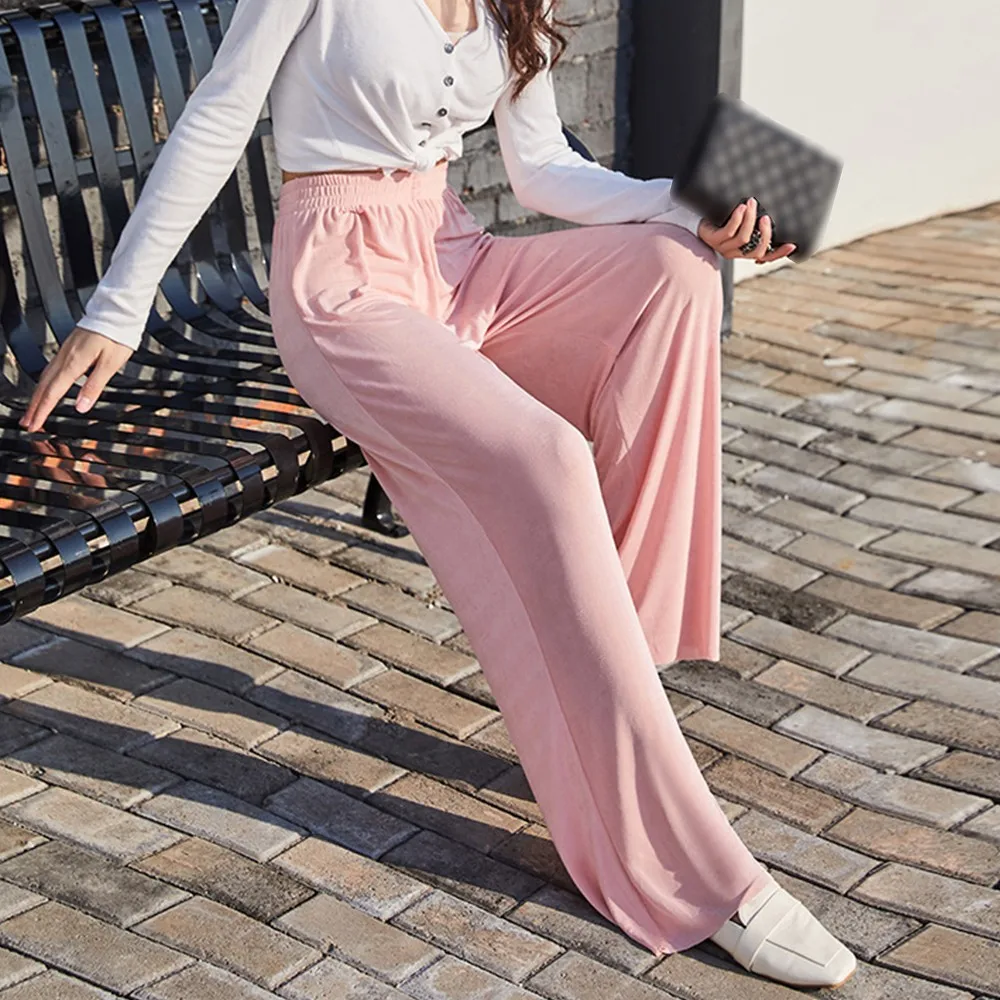 Lady High Waist Pleated Pants Female Simple Elegant Loose Straight Women Trousers Solid Wide Leg Long Pants Multicolor
Lady High Waist Pleated Pants Female Simple Elegant Loose Straight Women Trousers Solid Wide Leg Long Pants Multicolor