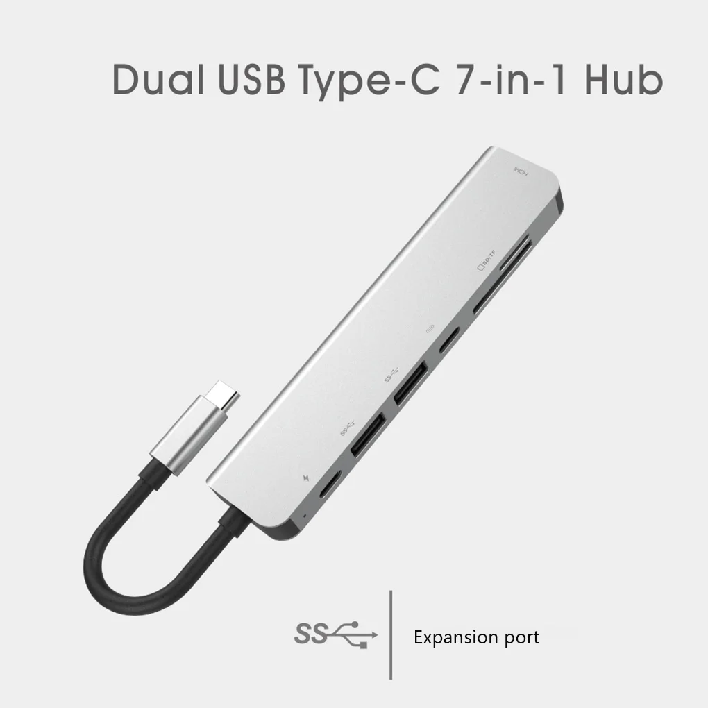 7 in 1 USB-C Hub Dock Aluminum Alloy HD Dual USB 3.0 Port Adapter PD USB C Slot SD & TF Card Reader
7 in 1 USB-C Hub Dock Aluminum Alloy HD Dual USB 3.0 Port Adapter PD USB C Slot SD & TF Card Reader