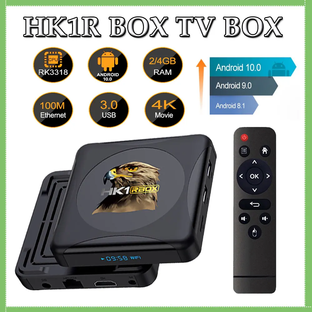 

HK1R New Android 10.0 TV Box RK3318 Quad Core 4K IPTV 2.4G 5G Dual WIFI BT 4.0 32G 64G HD Media Player Youtube Smart Set-Top Box