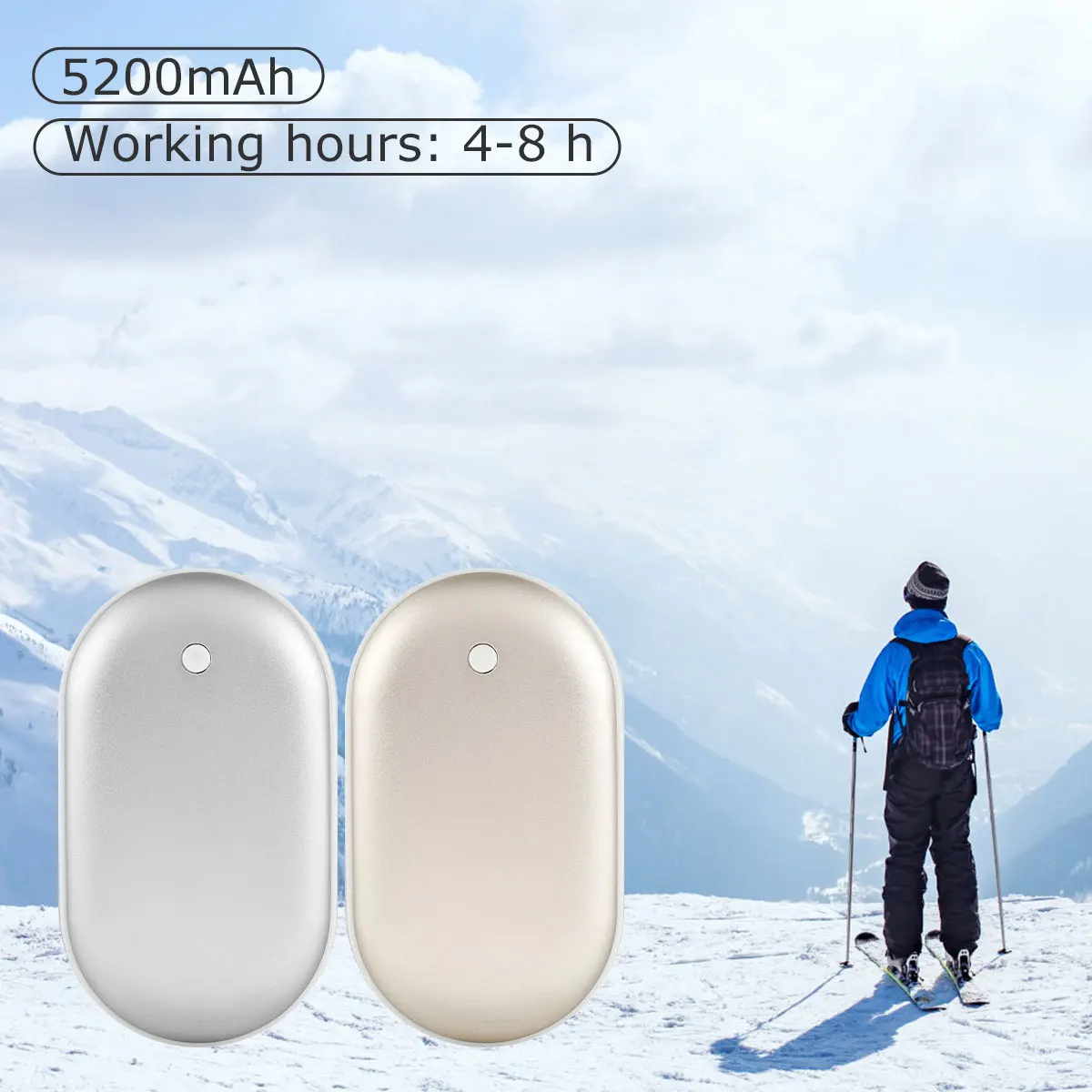 

2In1 USB Rechargeable Hand Warmers Reusable Portable 5200mAh Power Bank Pocket Electric Hand Warmer for Outdoor Sports in Winter