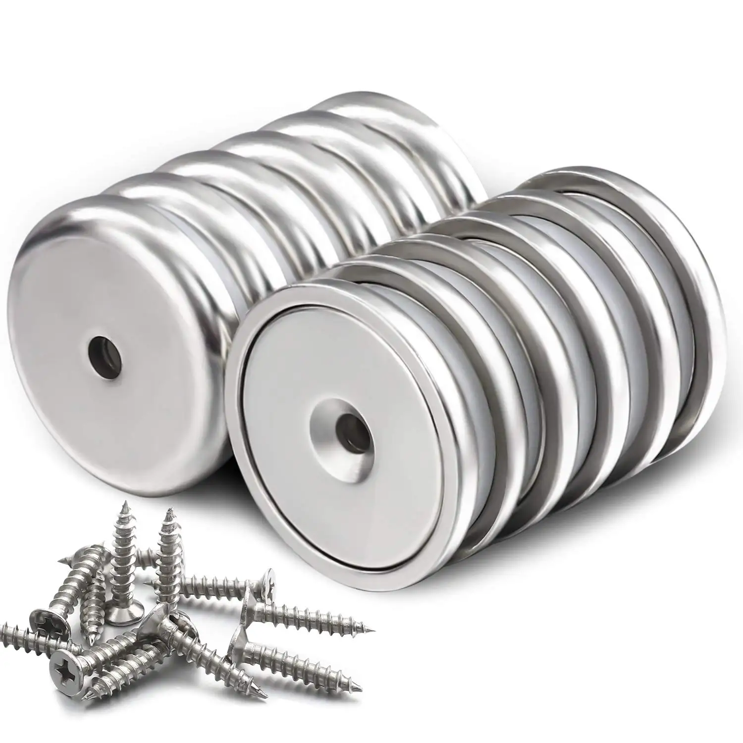 Neodymium Round Base Cup magnetic,100LBS Strong Rare Earth Magnets with Heavy Duty Countersunk Hole and Stainless Screws
Neodymium Round Base Cup magnetic,100LBS Strong Rare Earth Magnets with Heavy Duty Countersunk Hole and Stainless Screws