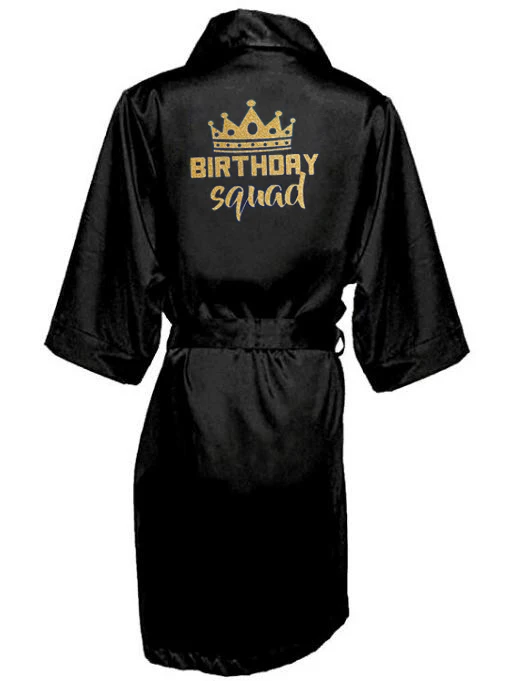 Queen Squad Birthday Party Satin Robe Pajamas Robe Pajamas Gold Writing Kimono
Queen Squad Birthday Party Satin Robe Pajamas Robe Pajamas Gold Writing Kimono