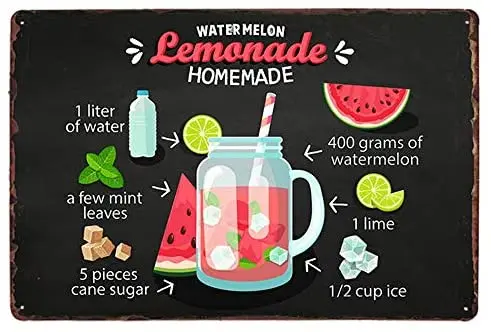 Watermelon Lemonade Homemade - Metal Tin Sign - Vintage Art Poster Plaque Kitchen Home Wall Decor
Watermelon Lemonade Homemade - Metal Tin Sign - Vintage Art Poster Plaque Kitchen Home Wall Decor