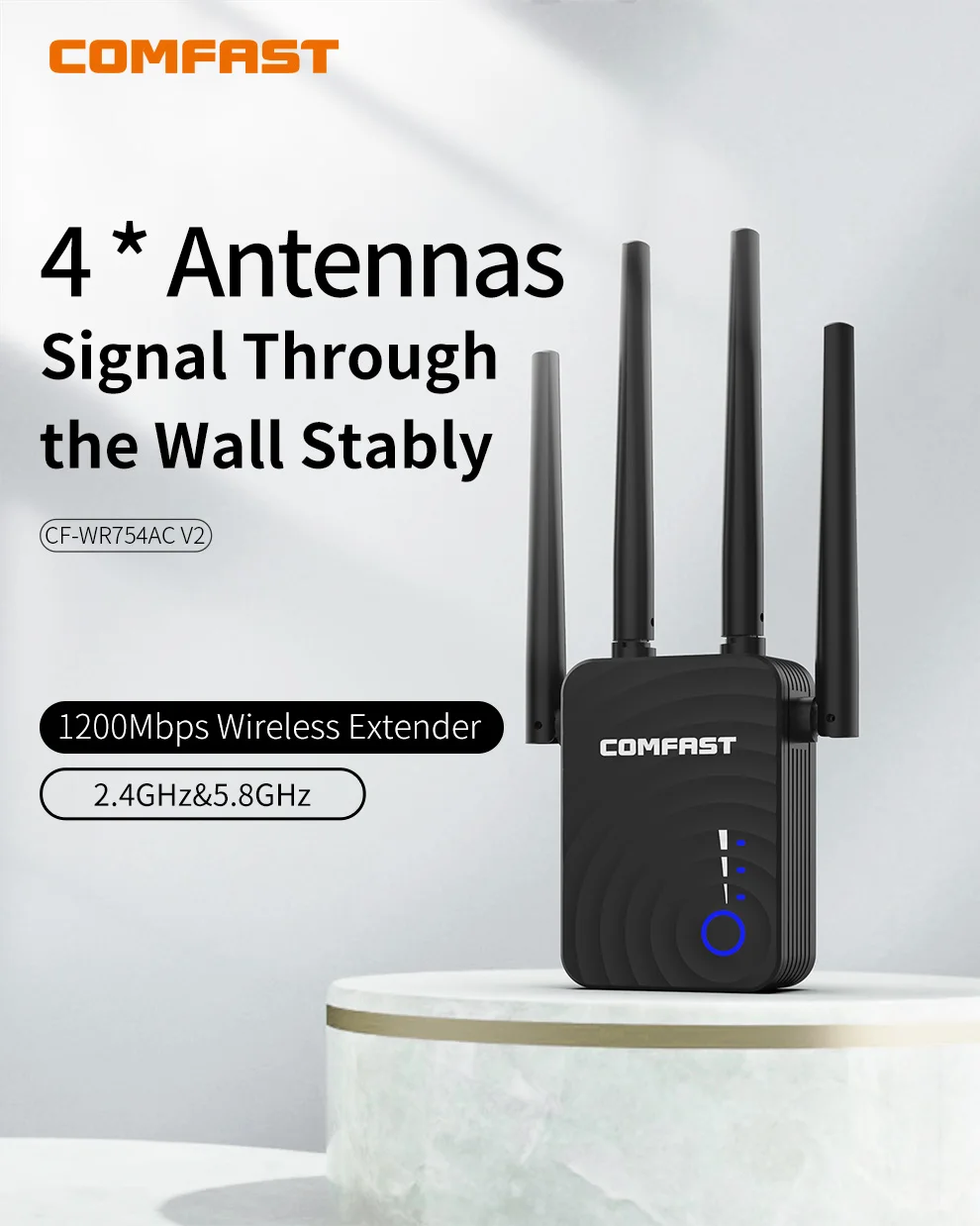 COMFAST CF WR754AC ретранслятор 1200 Мбит/с беспроводной удлинитель WIFI 2 4G & 5G маршрутизатор