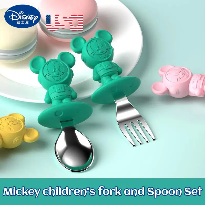Disney Baby Mickey Cartoon Fork Spoon Learn Eat Feeding Short Handle Training Safe Auxiliary Stainless Steel Children Tableware
Disney Baby Mickey Cartoon Fork Spoon Learn Eat Feeding Short Handle Training Safe Auxiliary Stainless Steel Children Tableware