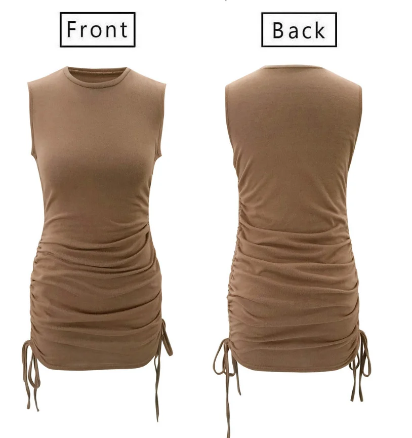 Women Pencil Dress 2020 Casual Solid Sleeveless Drawstring Lace Up Pleated Summer Dresses Lady O-Neck High Waist Slim Mini Dress
Women Pencil Dress 2020 Casual Solid Sleeveless Drawstring Lace Up Pleated Summer Dresses Lady O-Neck High Waist Slim Mini Dress
