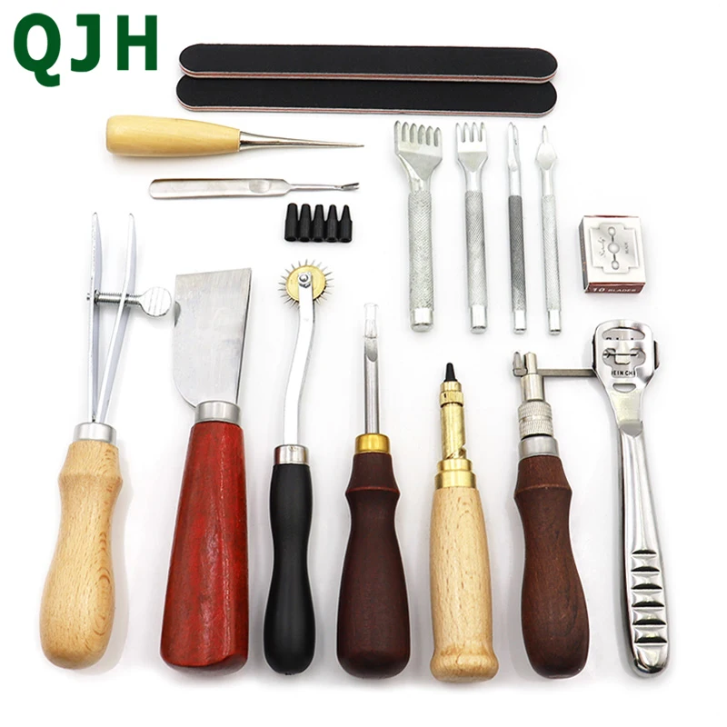 QJH Leather Sewing Tools DIY Leather Craft Tools Hand Stitching Tool Set Saddle Groover with Awl Waxed Thread Thimble Kit
QJH Leather Sewing Tools DIY Leather Craft Tools Hand Stitching Tool Set Saddle Groover with Awl Waxed Thread Thimble Kit