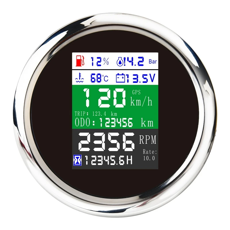 85MM 6-in-1 Multi-Functional GPS Speedometer Tachometer Fuel Level Water Temp Oil Pressure Gauge Voltmeter Alarm
85MM 6-in-1 Multi-Functional GPS Speedometer Tachometer Fuel Level Water Temp Oil Pressure Gauge Voltmeter Alarm