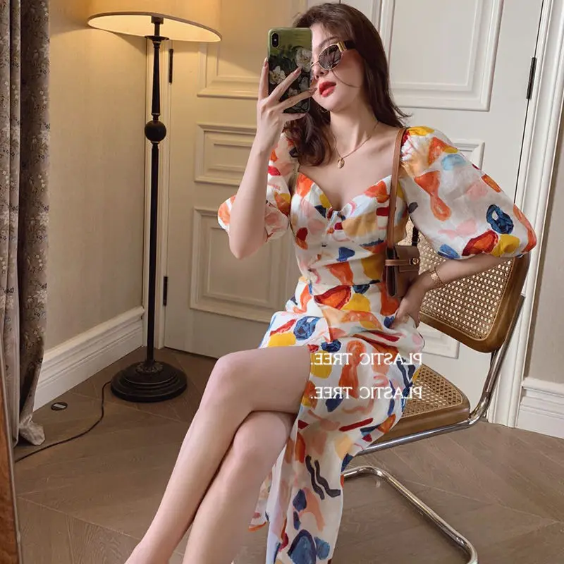 Korea Print Dress Women Party Long Dress Puff Short Sleeve Elegant Summer Sexy Club Dress Sweet Laides Chic Maxi Dress
Korea Print Dress Women Party Long Dress Puff Short Sleeve Elegant Summer Sexy Club Dress Sweet Laides Chic Maxi Dress
