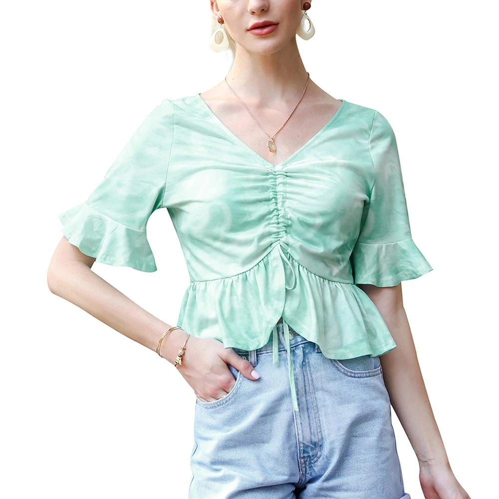 Y2k Top Women Skinny Fashion Shirts for Women Summer Tie Dye Drawstring Ruffle Tops Solid Women Tops
Y2k Top Women Skinny Fashion Shirts for Women Summer Tie Dye Drawstring Ruffle Tops Solid Women Tops