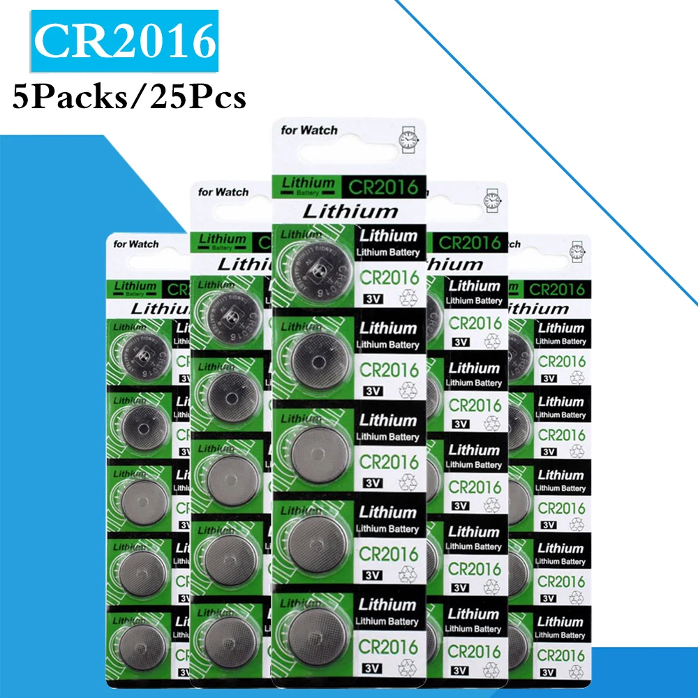 YCDC 25PCS/ 5 Pack CR2016 Button Batteries LM2016 BR2016 DL2016 Cell Coin Lithium Battery 3V For Watch Electronic Remote
YCDC 25PCS/ 5 Pack CR2016 Button Batteries LM2016 BR2016 DL2016 Cell Coin Lithium Battery 3V For Watch Electronic Remote