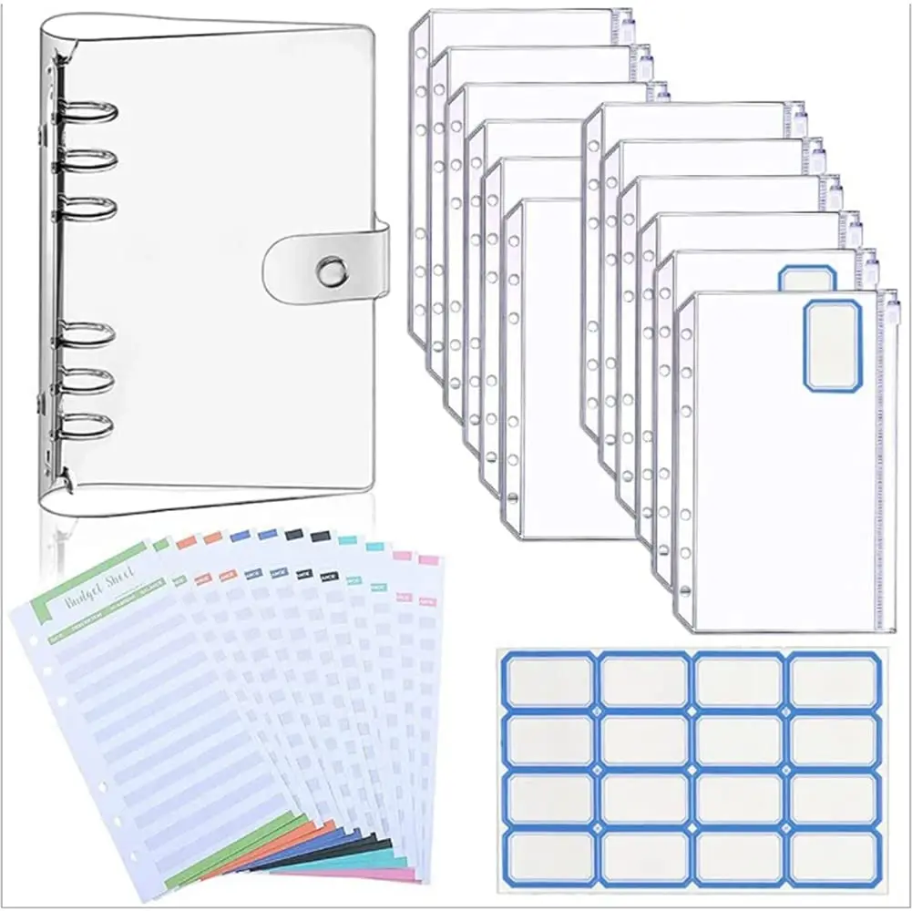 A6 Binder PVC Notebook Cover Binder Budget Envelope 6 Binder Covers with Zipper Bag, Budget Table
A6 Binder PVC Notebook Cover Binder Budget Envelope 6 Binder Covers with Zipper Bag, Budget Table