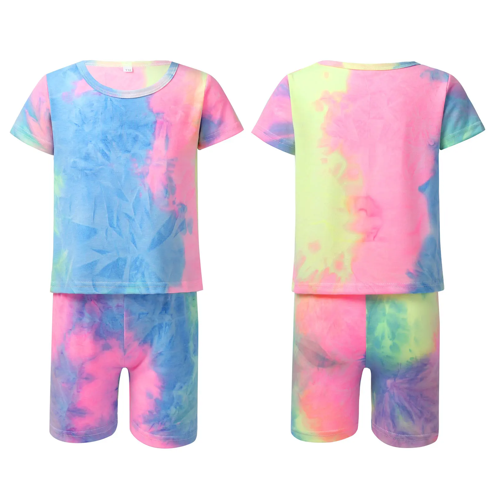 Chidren Tracksuit Girls Kids Tie Dye Print Summer Outfits Short Sleeves T-shirt and Shorts Set for Running Workout Casual Wear
Chidren Tracksuit Girls Kids Tie Dye Print Summer Outfits Short Sleeves T-shirt and Shorts Set for Running Workout Casual Wear