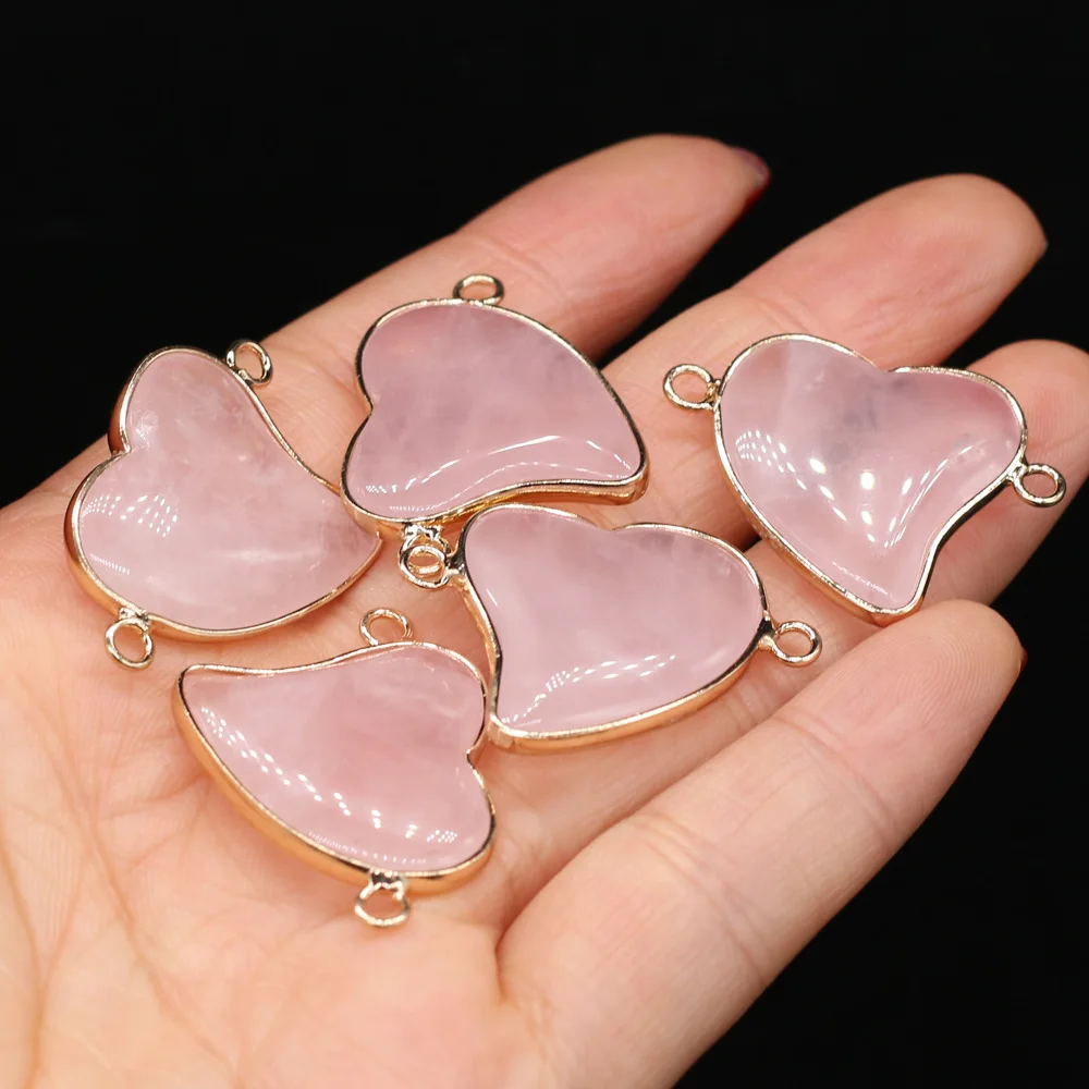 Natural Stone Pendants Heart Shape Pink Crystal Double Hole Connectors Charms for Jewelry Findings Making Necklace Gifts
Natural Stone Pendants Heart Shape Pink Crystal Double Hole Connectors Charms for Jewelry Findings Making Necklace Gifts