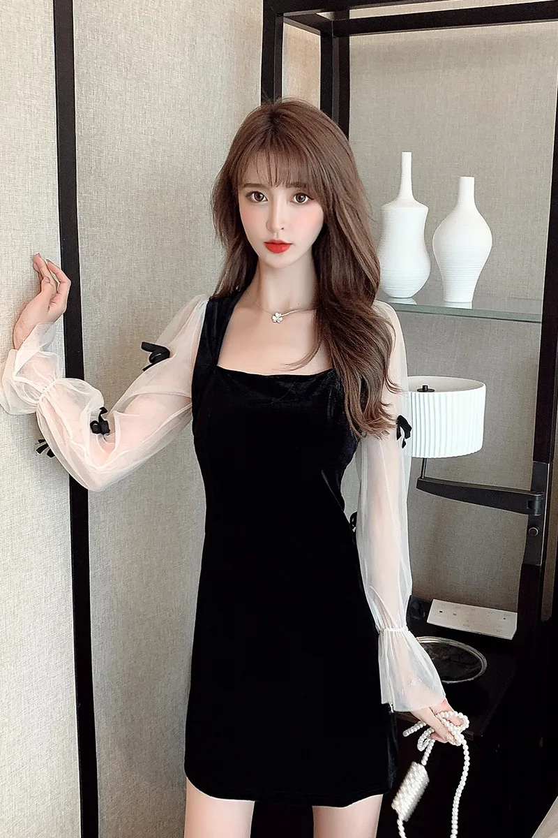 COIGARSAM French Style Full Sleeve Women one-piece dress korean Spring Square Collar Dresses Black 2070
COIGARSAM French Style Full Sleeve Women one-piece dress korean Spring Square Collar Dresses Black 2070