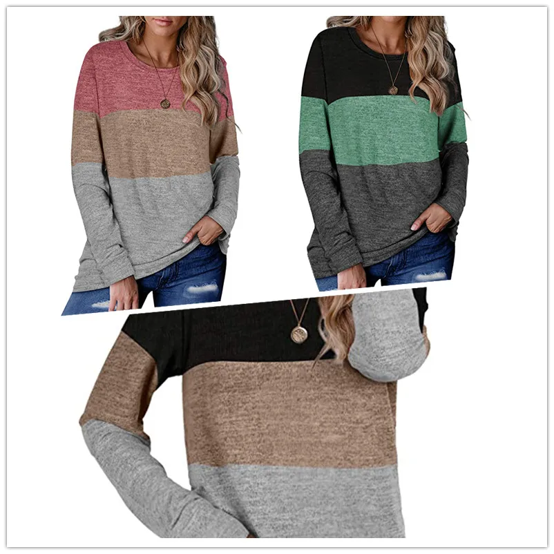 Splicing T-shirt women's long sleeve top T-shirt 2021 spring and autumn T-shirt women's clothes women's o-neck T-shirt fashion
Splicing T-shirt women's long sleeve top T-shirt 2021 spring and autumn T-shirt women's clothes women's o-neck T-shirt fashion