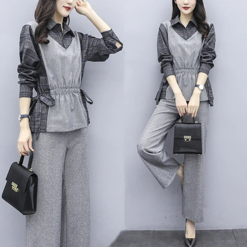 Office Lady 2 Piece Office Set Women Plaid Top&pants Set Woman Suit Wide Leg Pants Ensemble Femme Deux Pieces Matching Sets
Office Lady 2 Piece Office Set Women Plaid Top&pants Set Woman Suit Wide Leg Pants Ensemble Femme Deux Pieces Matching Sets