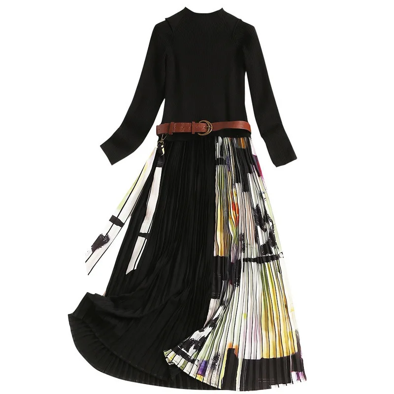 2020 Winter Bottom Skirt Black Belts Office Lady Daily Knitted Patched Colorful Chiffon Printing Bouffancy Long Dress Women
2020 Winter Bottom Skirt Black Belts Office Lady Daily Knitted Patched Colorful Chiffon Printing Bouffancy Long Dress Women