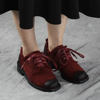 New Retro Handmade Genuine Leather Single Shoes All-match Round Toe Thick-heel Lace-Up Derby Shoes Wool Edge Black Wine Red
New Retro Handmade Genuine Leather Single Shoes All-match Round Toe Thick-heel Lace-Up Derby Shoes Wool Edge Black Wine Red