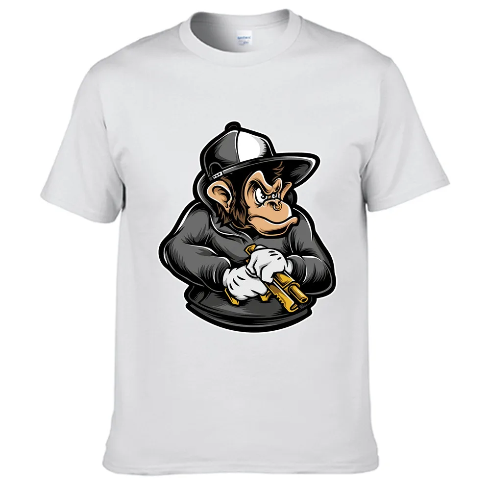 

Gorilla Monkey Holding Gun Logo Summer Print T Shirt Clothes Popular Shirt Cotton Tees Amazing Short Sleeve Unique Unisex Tops