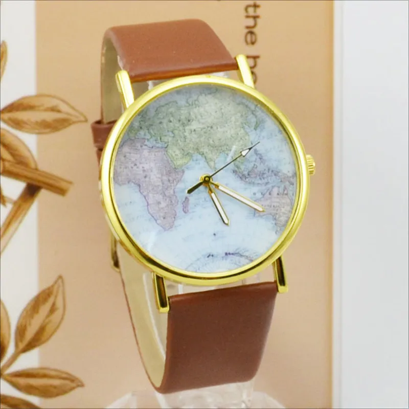 

Womage Brand Unisex Quartz Watches Fashion World Map Watches Ladies Girls Wrist Watches Geneva Women Personalized Watch Bracelet