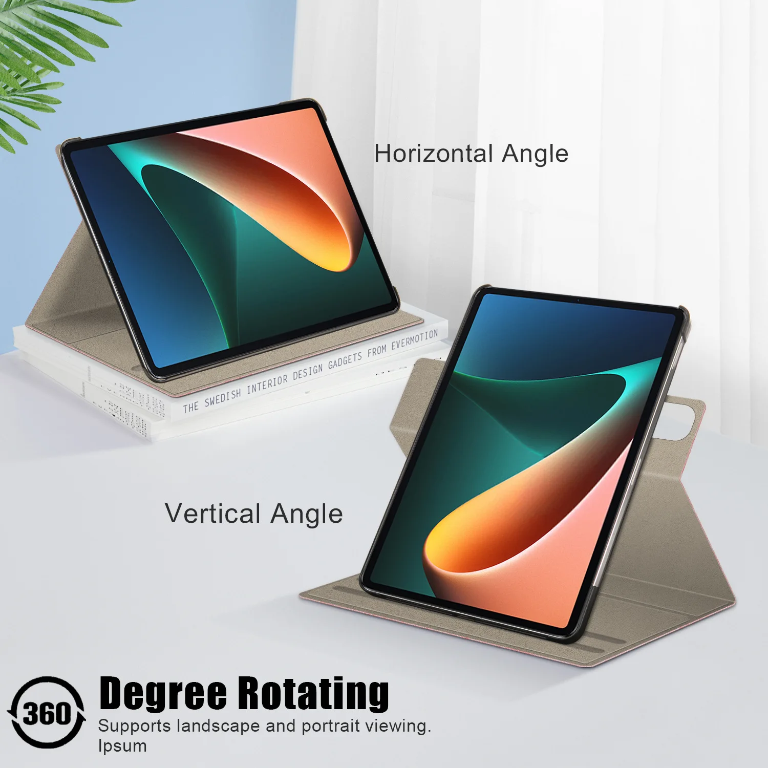 Вращающаяся на 360 градусов кожаная защитная задняя крышка для Xiaomi Mi Pad 5 чехол