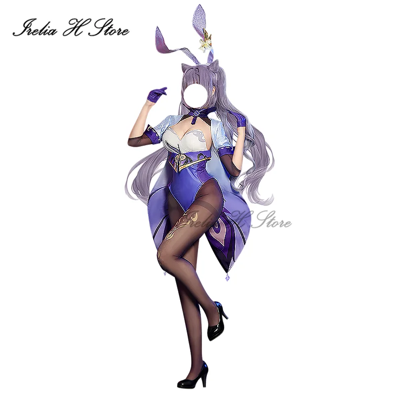 

Irelia H Store Pre sales Game Genshin Impact Cosplays Keqing Jumpsuit Cosplay Costume Bunny Girl Jumpsuit For women