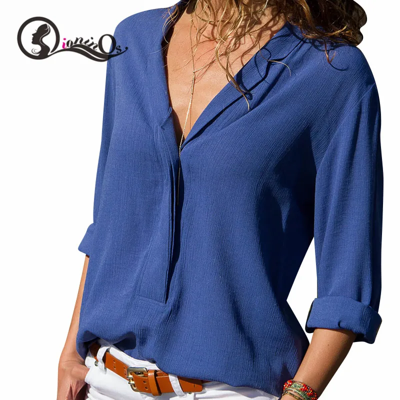 Women Autumn Blouse Office Shirt Lady Stylish Casual Solid Color Blouse Plus Size 5XL Long Sleeve Loose V-collar Blouse Camisa
Women Autumn Blouse Office Shirt Lady Stylish Casual Solid Color Blouse Plus Size 5XL Long Sleeve Loose V-collar Blouse Camisa