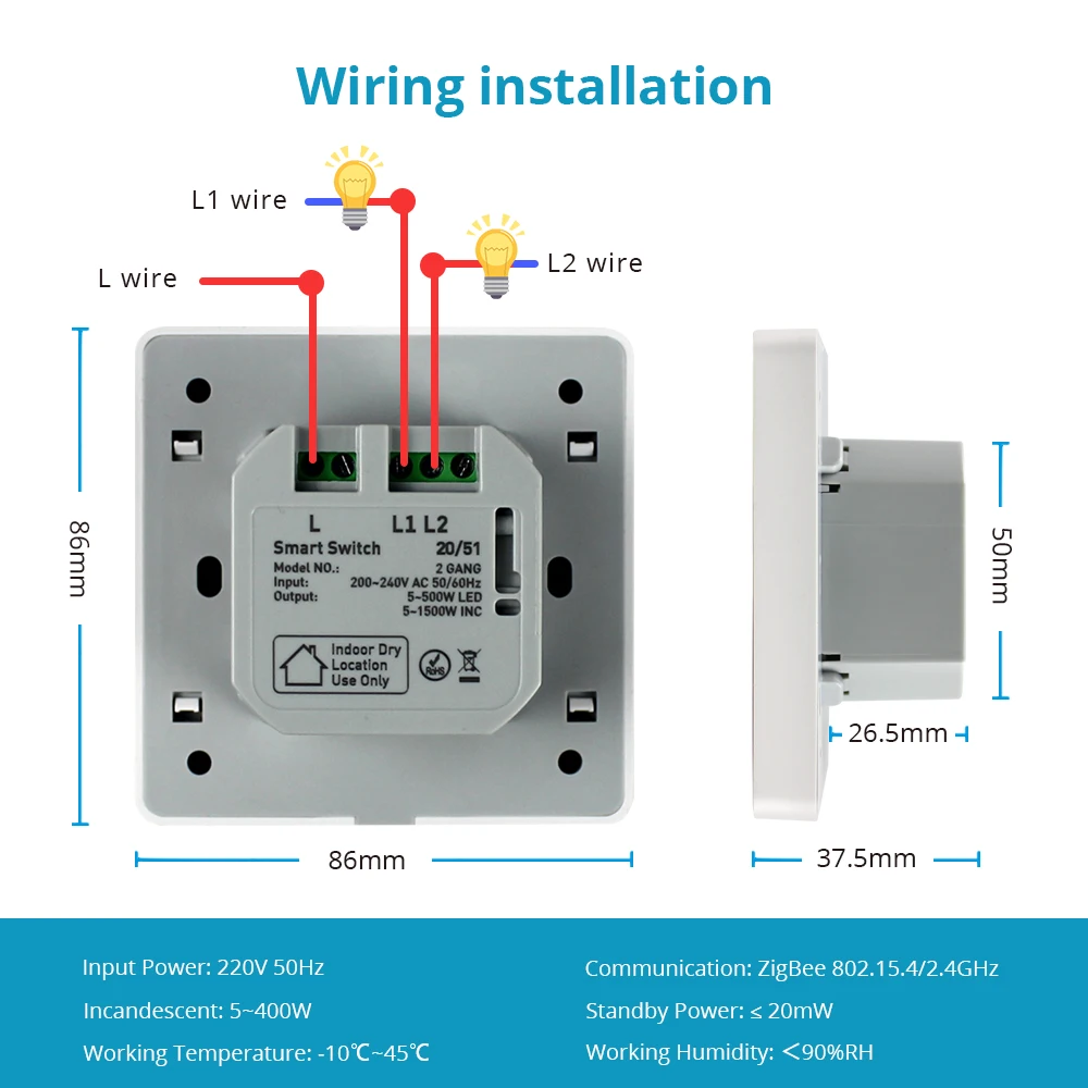 Yagusmart Zigbee Tuya Smart Light Switch No Neutral Wire Work with Alexa Google Home Timer Control Wall Push Switch 220V
Yagusmart Zigbee Tuya Smart Light Switch No Neutral Wire Work with Alexa Google Home Timer Control Wall Push Switch 220V