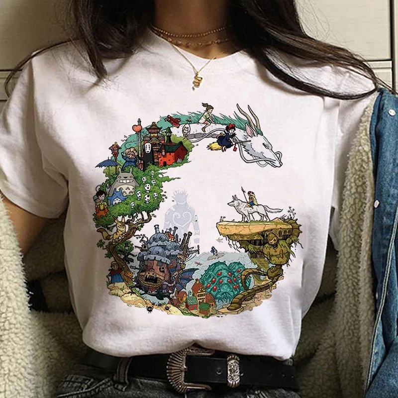 Женские футболки Kawaii Studio Spirited Away Hayao Miyazaki печати короткий рукав Футболка женская хип-хоп Harajuku оверсайз Топы
Женские футболки Kawaii Studio Spirited Away Hayao Miyazaki печати короткий рукав Футболка женская хип-хоп Harajuku оверсайз Топы