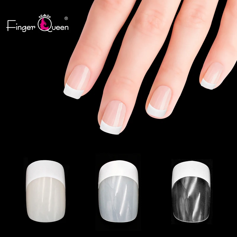 Накладные ногти Fingerqueen FQ907 500 шт. Длинные акриловые накладные в французском стиле