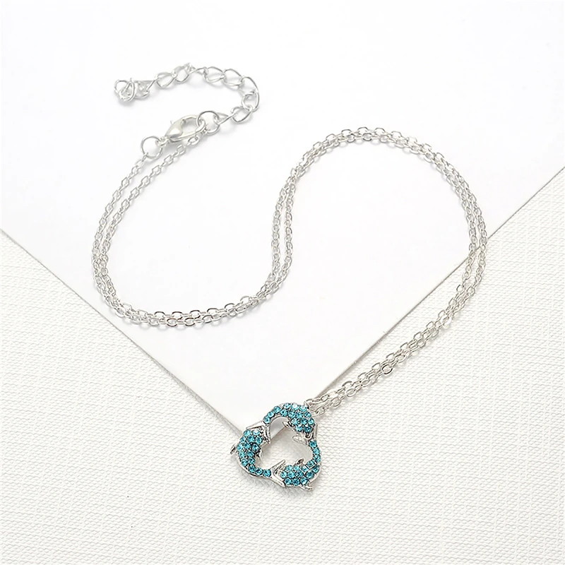 New Arrival Fashion Rhinestone Crystal Blue Three Dolphin Pendant Necklace For Women Cute Sweet Beautiful Animal Jewelry Gift 
New Arrival Fashion Rhinestone Crystal Blue Three Dolphin Pendant Necklace For Women Cute Sweet Beautiful Animal Jewelry Gift