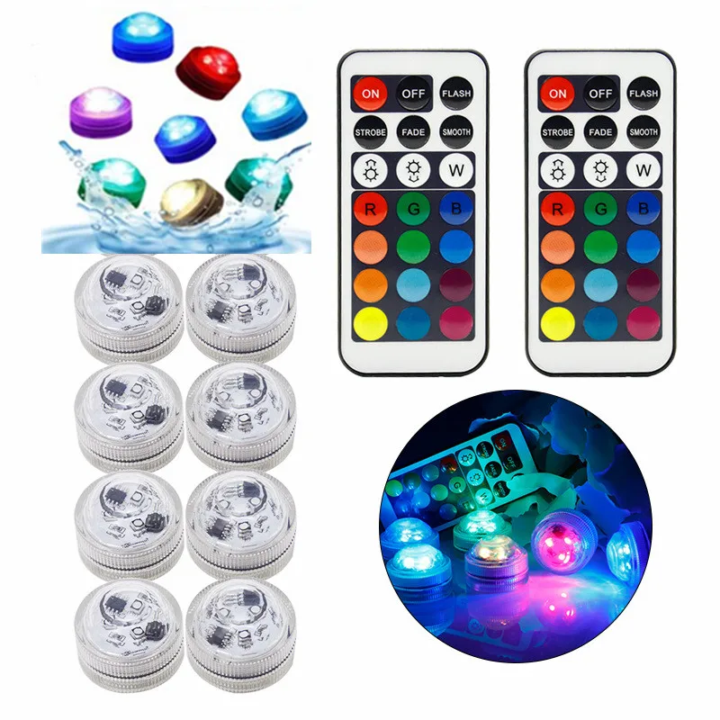 21key дистанционного Управление RGB погружной светильник IP68 Батарея работает под