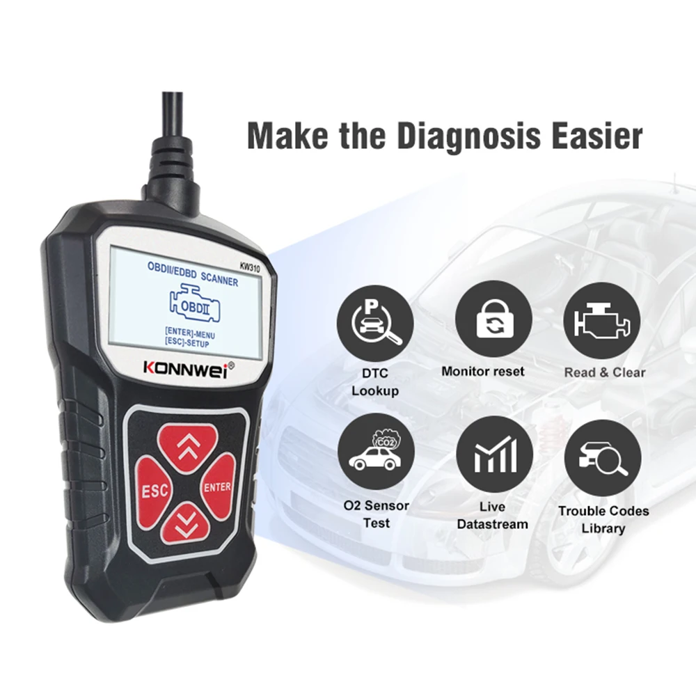 KONNWEI KW310 Universal Diagnostic Scan Tool Car Scanner Professional Automotive Code Reader Vehicle CAN
KONNWEI KW310 Universal Diagnostic Scan Tool Car Scanner Professional Automotive Code Reader Vehicle CAN