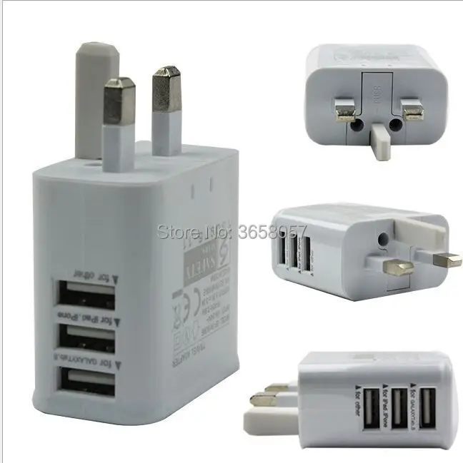 Белый цвет 3 порта USB 5 В 3A Великобритания зарядное устройство адаптер для Samsung Galaxy