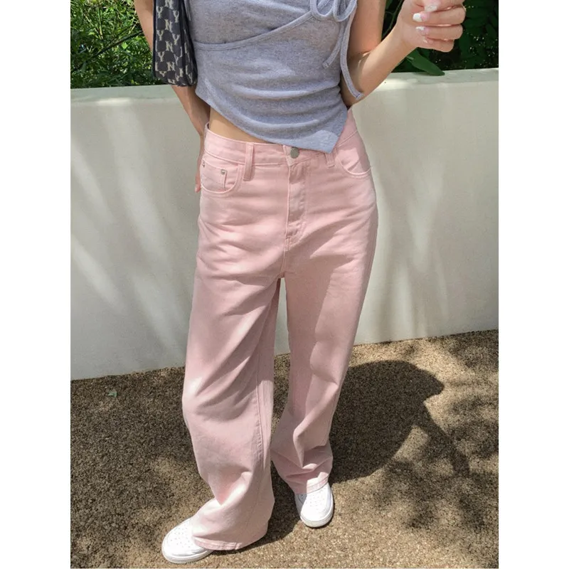 Real shot pink jeans female summer 2021 new casual high waist slim loose straight wide leg jeans
Real shot pink jeans female summer 2021 new casual high waist slim loose straight wide leg jeans