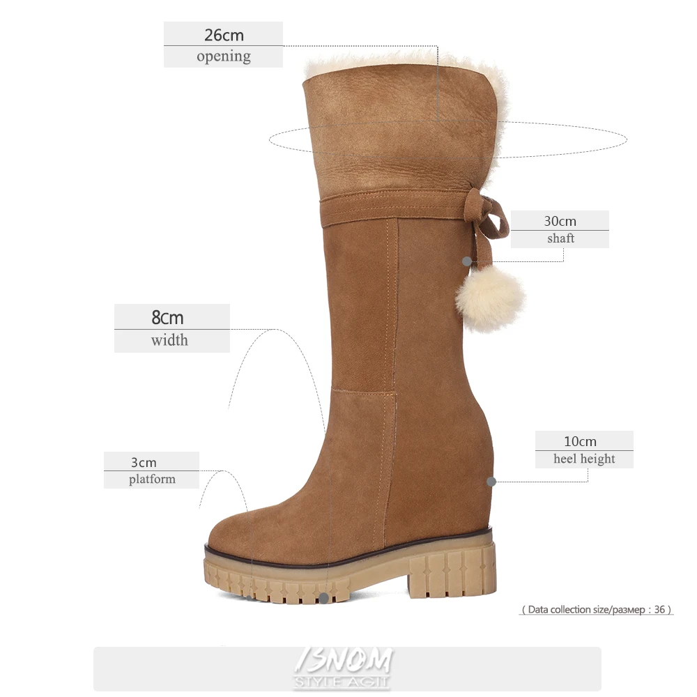 ISNOM Women Wedge Suede Snow Boots Round Toe Furry Ankle Boots Genuine Leather Slip On Heeled Booties Ladies Winter Shoes
ISNOM Women Wedge Suede Snow Boots Round Toe Furry Ankle Boots Genuine Leather Slip On Heeled Booties Ladies Winter Shoes