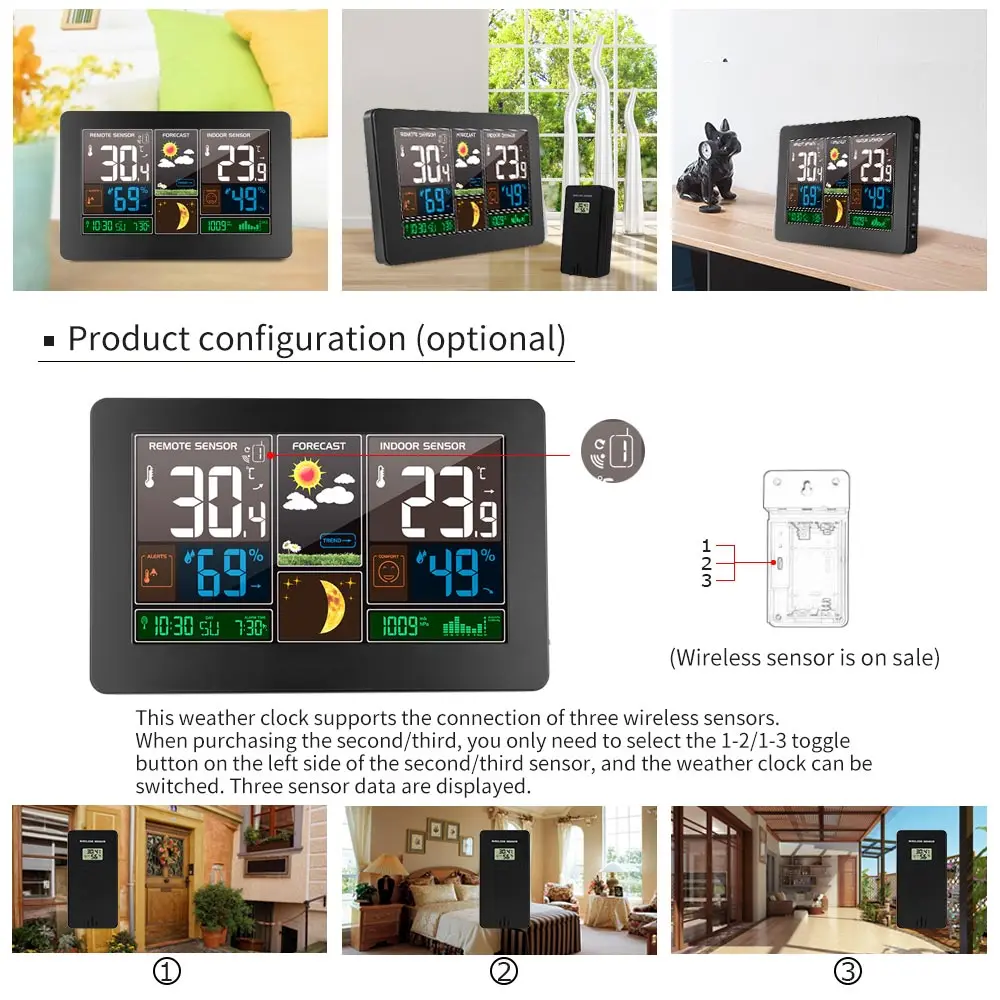 Weather Station Thermometer Hygrometer Barometer Wireless Weather Station with Indoor Outdoor Sensor Time Display Day Date
Weather Station Thermometer Hygrometer Barometer Wireless Weather Station with Indoor Outdoor Sensor Time Display Day Date