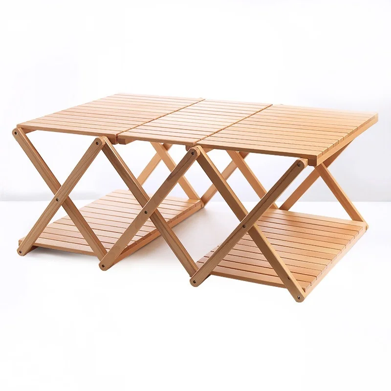 Folding 3-4 Layer Wooden Storage Rack Portable Foldable multi-layer Shelf Camping Picnic Wood Folding Table 
Folding 3-4 Layer Wooden Storage Rack Portable Foldable multi-layer Shelf Camping Picnic Wood Folding Table