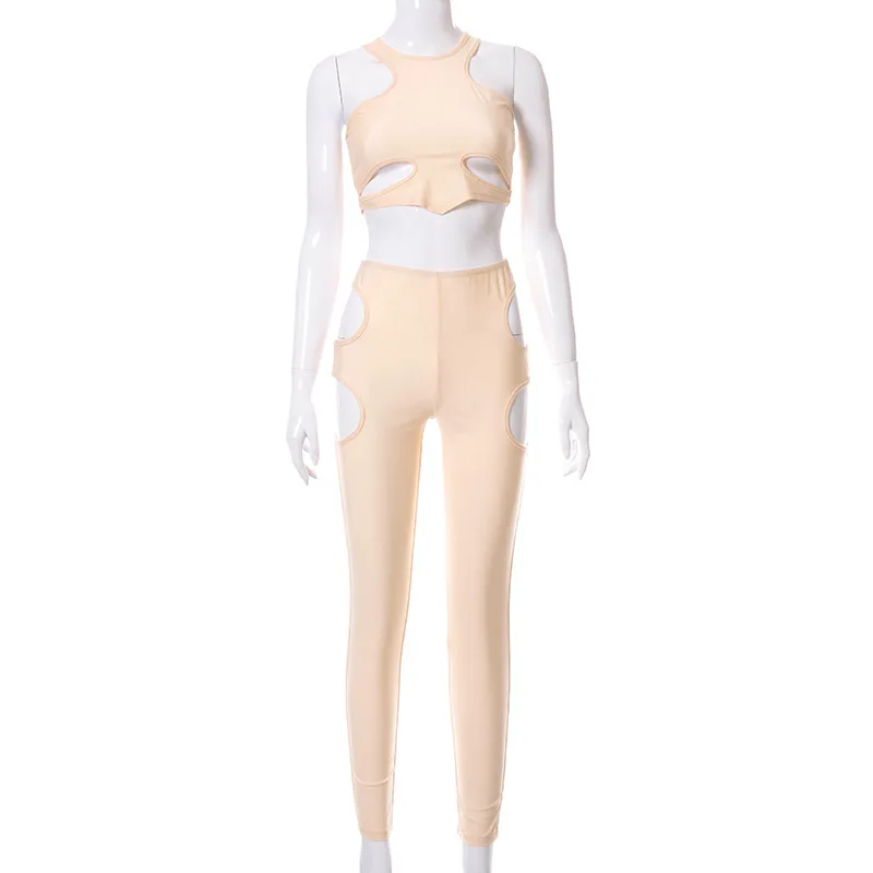 2021 women's summer new style solid color waistless sexy vest hollow tight-fitting trousers suit
2021 women's summer new style solid color waistless sexy vest hollow tight-fitting trousers suit