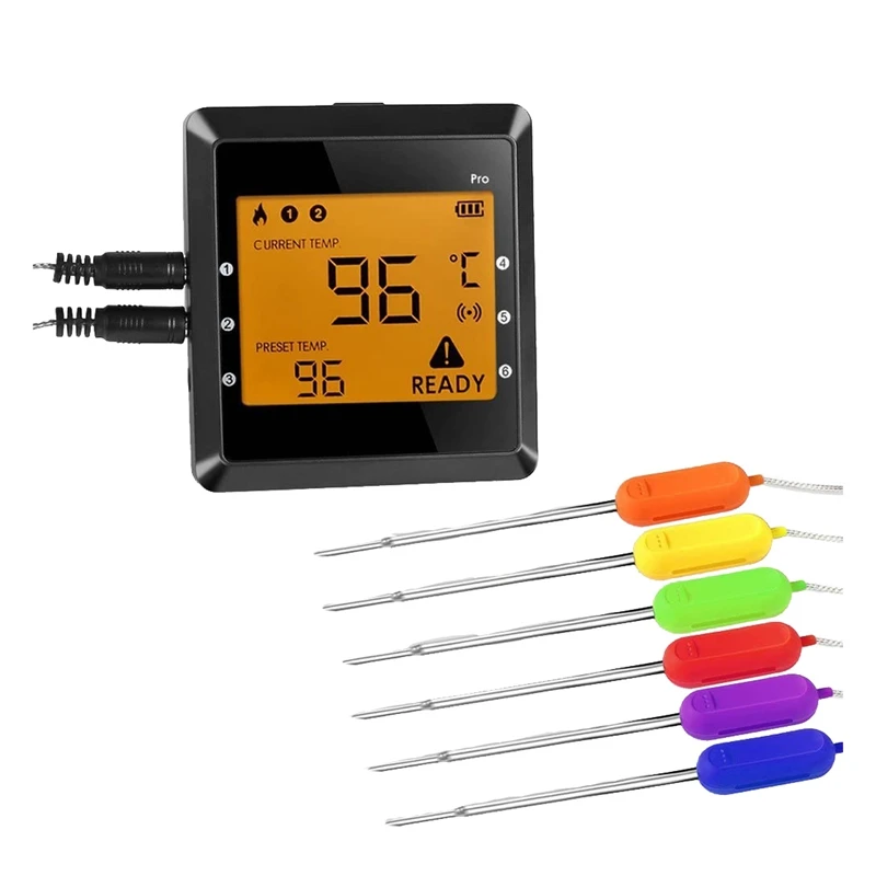 Wireless Meat Bluetooth Digital Thermometer for Grilling BBQ Oven Kitchen Cooking with 6 Probes,Smart App Remote Control
Wireless Meat Bluetooth Digital Thermometer for Grilling BBQ Oven Kitchen Cooking with 6 Probes,Smart App Remote Control