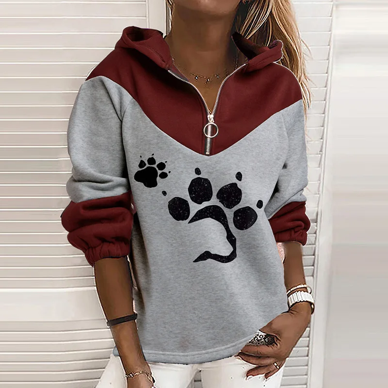 Autumn Zipper V Neck Long Sleeve Pullover Harajuku Fashion Women Retro Print Cat Paw Casual Sweatshirts Female Streetwears Tops
Autumn Zipper V Neck Long Sleeve Pullover Harajuku Fashion Women Retro Print Cat Paw Casual Sweatshirts Female Streetwears Tops