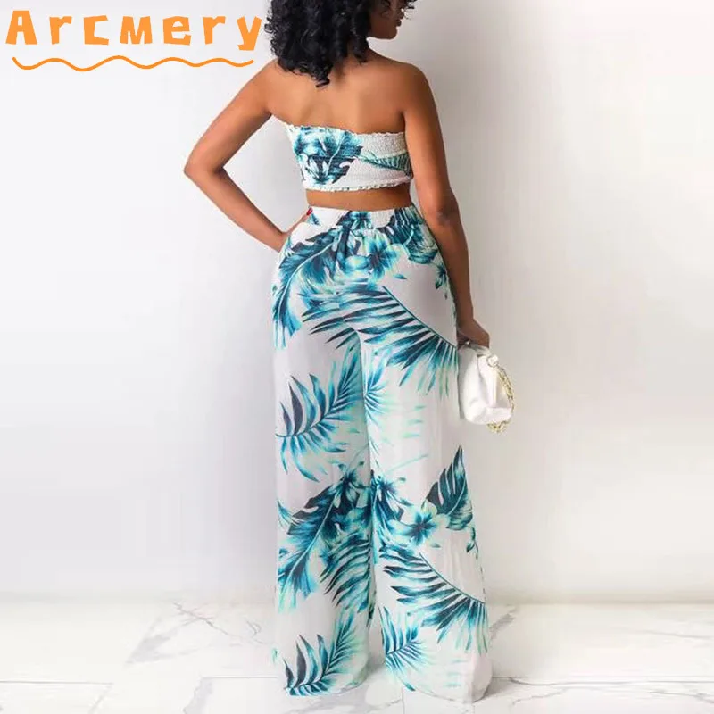 2 Pieces Sets Women Plus Size Troprical Printed Strapless Bowknot Top & Wide Leg Pants
2 Pieces Sets Women Plus Size Troprical Printed Strapless Bowknot Top & Wide Leg Pants