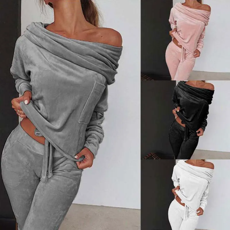 Sweatshirt Women 2 Pieces Set Tracksuit Autumn One Shoulder Sweatshirt Pants Sets Sport Wear Tracksuit Velvet Lounge Sweatshirt
Sweatshirt Women 2 Pieces Set Tracksuit Autumn One Shoulder Sweatshirt Pants Sets Sport Wear Tracksuit Velvet Lounge Sweatshirt