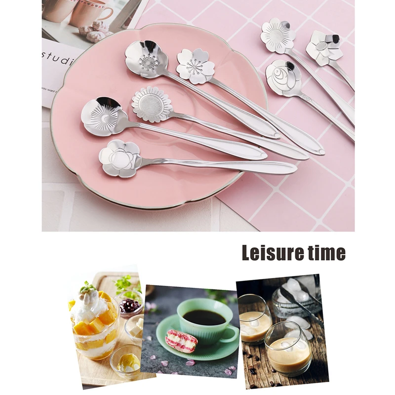 8PCS Stainless Steel Coffee Spoon Set Cherry Blossoms Rose Gold Silver Scoop Baking Dessert Spoon Kitchen Tableware Accessories
8PCS Stainless Steel Coffee Spoon Set Cherry Blossoms Rose Gold Silver Scoop Baking Dessert Spoon Kitchen Tableware Accessories