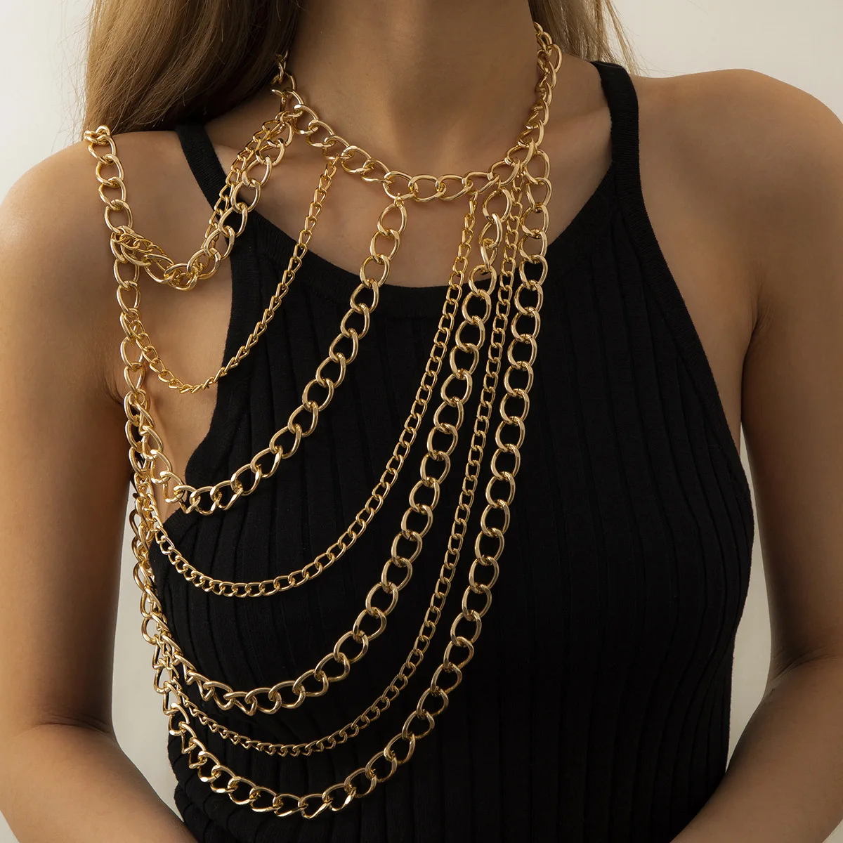 Body Jewelry, Retro Tassel Multi-layer Clavicle Necklace For Ladies, Fashionable Sexy Gold Costume One-Shoulder Accessories 
Body Jewelry, Retro Tassel Multi-layer Clavicle Necklace For Ladies, Fashionable Sexy Gold Costume One-Shoulder Accessories