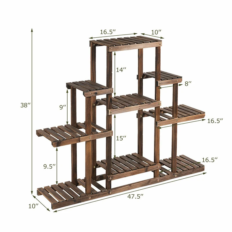 Multi-functional 6-Tier Flower Wood Stand Plant Display Rack Storage Shelf Carbonized Treatment Design Plant Shelves GT3437
Multi-functional 6-Tier Flower Wood Stand Plant Display Rack Storage Shelf Carbonized Treatment Design Plant Shelves GT3437